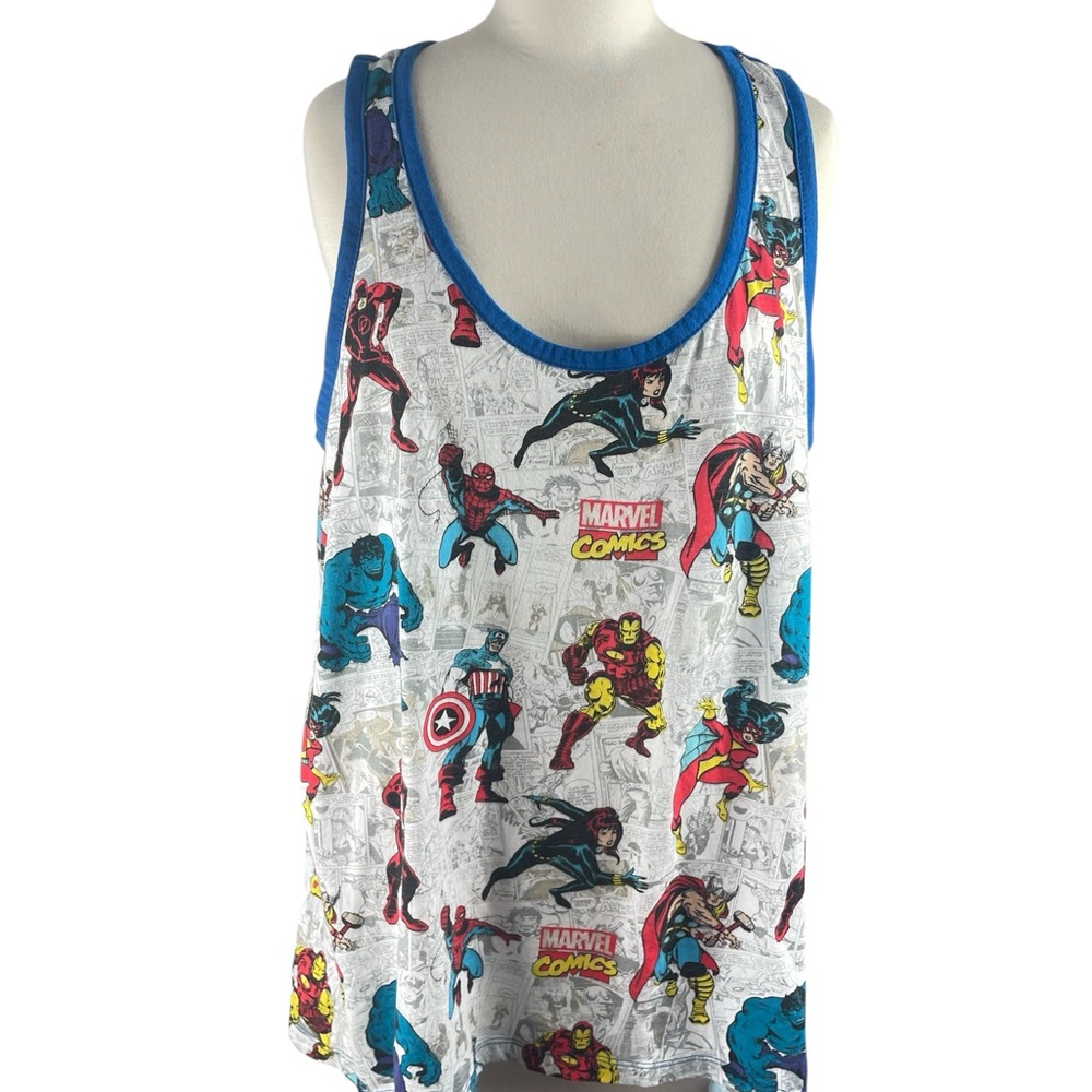 Disney‎ Marvel Comics Superheros Tank Top - Blue and White, Size XL